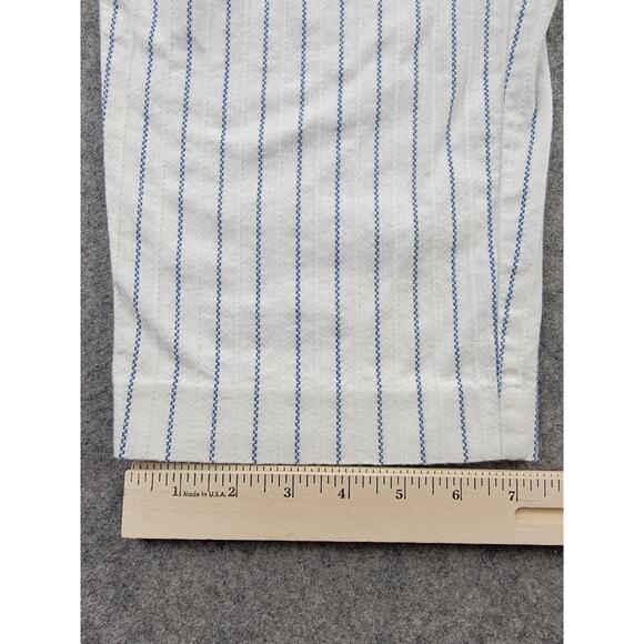 Talbots Pants Womens 8P White Blue Striped Cropped Straight Leg - Picture 13 of 16